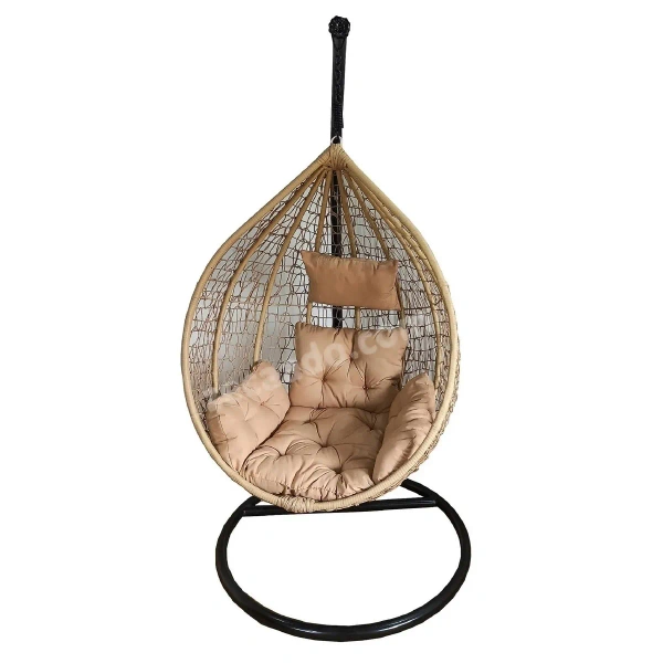 Zecado Spider Swing Chair for Garden & Outdoor in Fawn with Fawn Sofa Cushion - Black