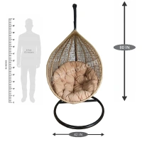 Zecado Spider Swing Chair for Garden & Outdoor in Fawn with Fawn Cushion - Black
