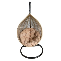 Zecado Spider Swing Chair for Garden & Outdoor in Fawn with Fawn Cushion - Black