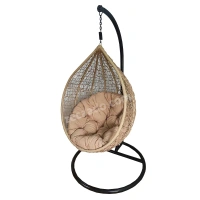 Zecado Spider Swing Chair for Garden & Outdoor in Fawn with Fawn Cushion - Black