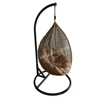 Zecado Spider Swing Chair for Garden & Outdoor in Fawn with Fawn Cushion - Black