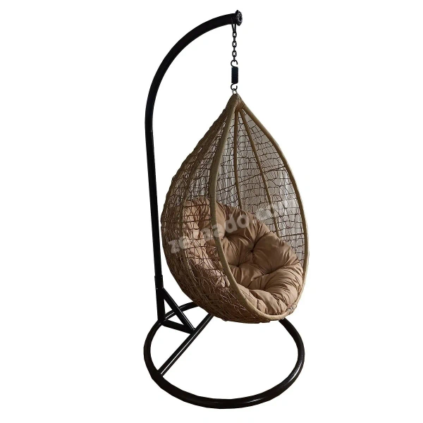 Zecado Spider Swing Chair for Garden & Outdoor in Fawn with Fawn Cushion - Camel