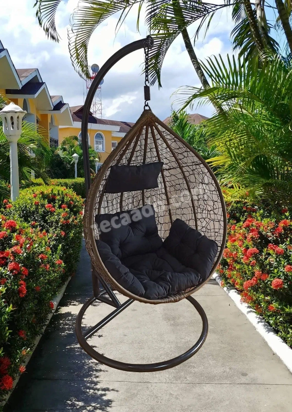 Zecado Spider Swing Chair for Garden & Outdoor in Gold with Black Sofa Cushion - Golden