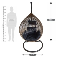 Zecado Spider Swing Chair for Garden & Outdoor in Gold with Black Sofa Cushion - Black
