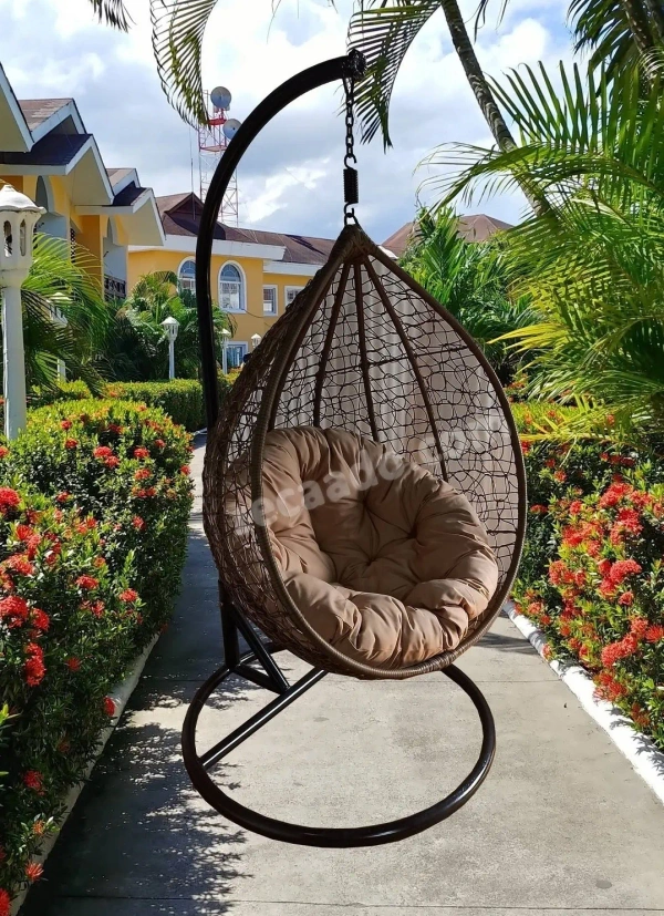 Zecado Spider Swing Chair for Garden & Outdoor in Gold with Fawn Cushion - Golden