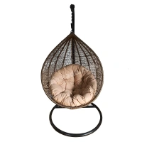 Zecado Spider Swing Chair for Garden & Outdoor in Gold with Fawn Cushion - Black
