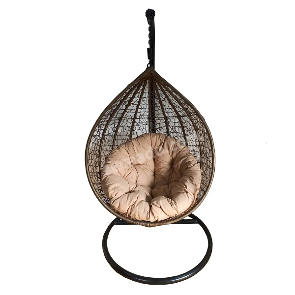 Zecado Spider Swing Chair for Garden & Outdoor in Gold with Fawn Cushion - Golden