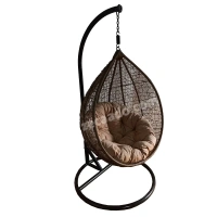 Zecado Spider Swing Chair for Garden & Outdoor in Gold with Fawn Cushion - Black