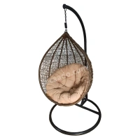 Zecado Spider Swing Chair for Garden & Outdoor in Gold with Fawn Cushion - Black