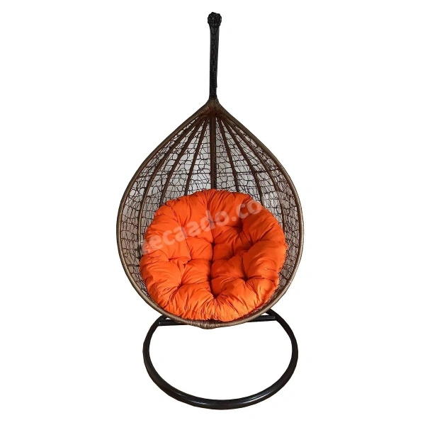 Zecado Spider Swing Chair for Garden & Outdoor in Gold with Orange Cushion - Black