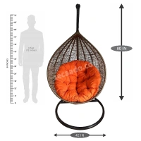 Zecado Spider Swing Chair for Garden & Outdoor in Gold with Orange Cushion - Orange