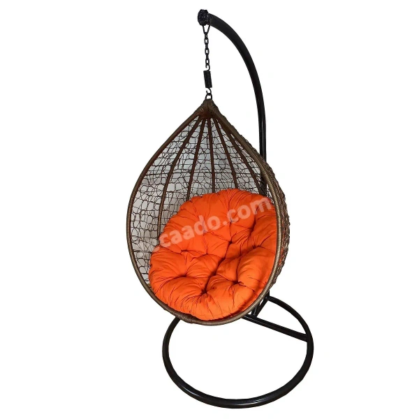 Zecado Spider Swing Chair for Garden & Outdoor in Gold with Orange Cushion - Black