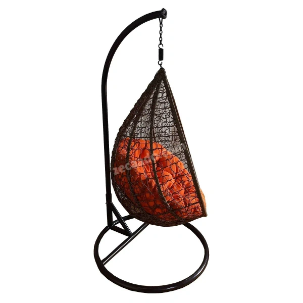 Zecado Spider Swing Chair for Garden & Outdoor in Gold with Orange Cushion - Black