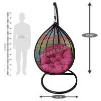 Zecado Spider swing chair for Garden & Outdoor in Mix & Black Color with Pink Cushion - Multi Color