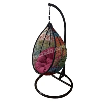 Zecado Spider swing chair for Garden & Outdoor in Mix & Black Color with Pink Cushion - Multi Color