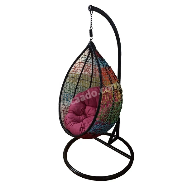 Zecado Spider swing chair for Garden & Outdoor in Mix & Black Color with Pink Cushion - Multi Color