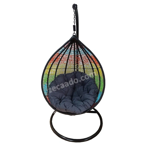 Zecado Spider swing chair for Garden & Outdoor in Mix & Black with Grey Cushion - Multi Color