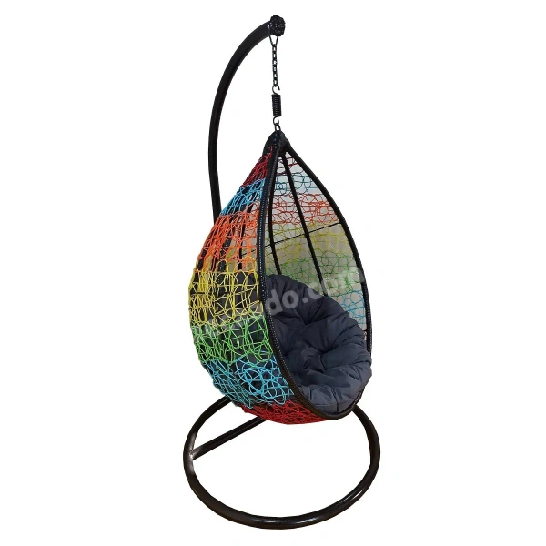 Zecado Spider swing chair for Garden & Outdoor in Mix & Black with Grey Cushion - Multi Color