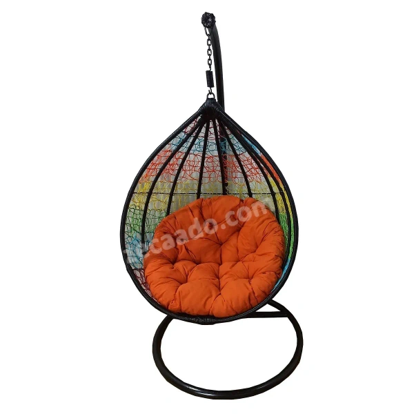 Zecado Spider swing chair for Garden & Outdoor in Mix & Black with Orange Cushion - Multi Color