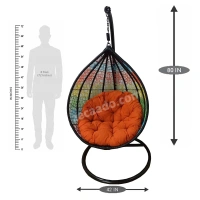 Zecado Spider swing chair for Garden & Outdoor in Mix & Black with Orange Cushion - Multi Color