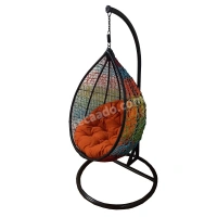 Zecado Spider swing chair for Garden & Outdoor in Mix & Black with Orange Cushion - Multi Color