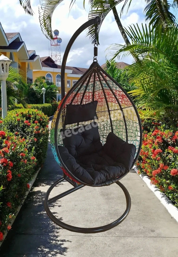 Zecado Spider swing chair for Garden & Outdoor in Mix Colors with Black Sofa Cushion - Multi Color
