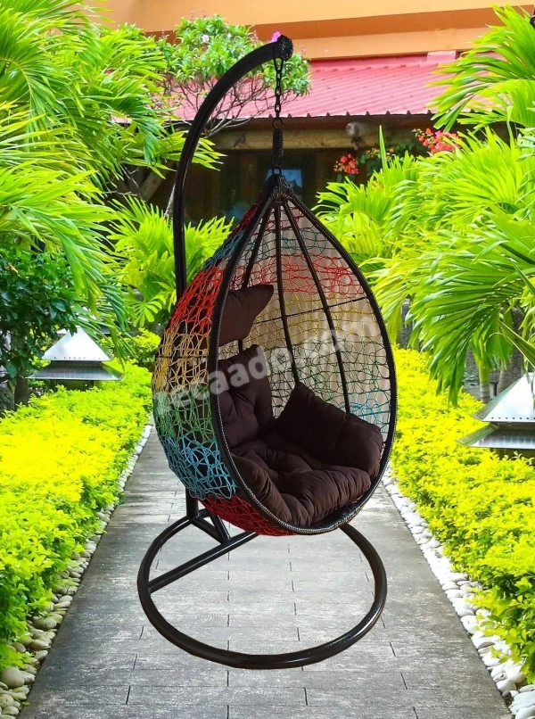 Zecado Spider Swing Chair for Garden & Outdoor in Mix Colors with Brown Sofa Cushion - Multi Color