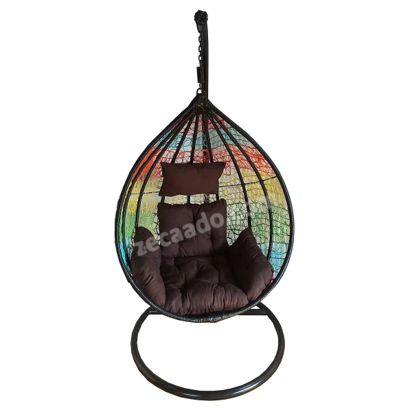 Zecado Spider Swing Chair for Garden & Outdoor in Mix Colors with Brown Sofa Cushion - Multi Color