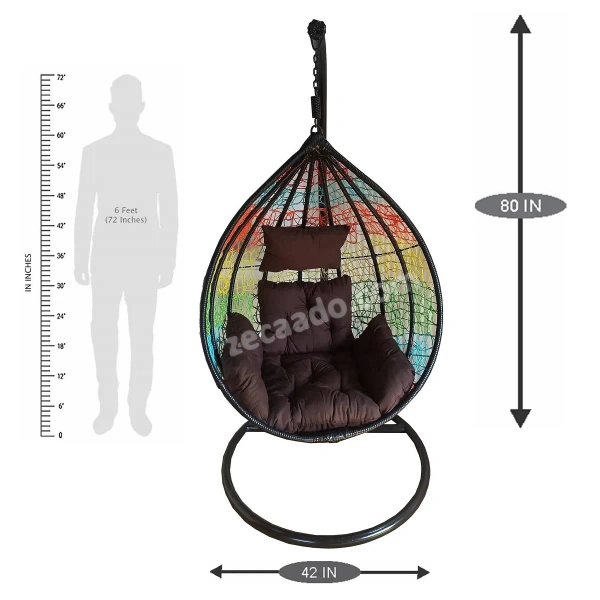 Zecado Spider Swing Chair for Garden & Outdoor in Mix Colors with Brown Sofa Cushion - Multi Color