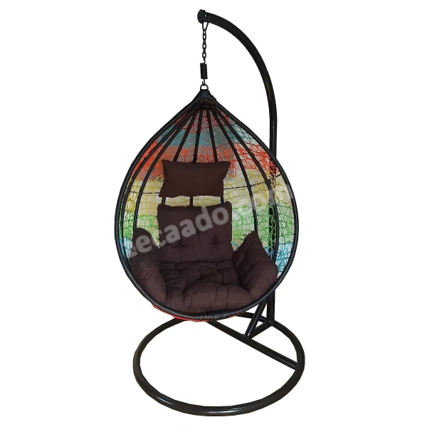 Zecado Spider Swing Chair for Garden & Outdoor in Mix Colors with Brown Sofa Cushion - Multi Color
