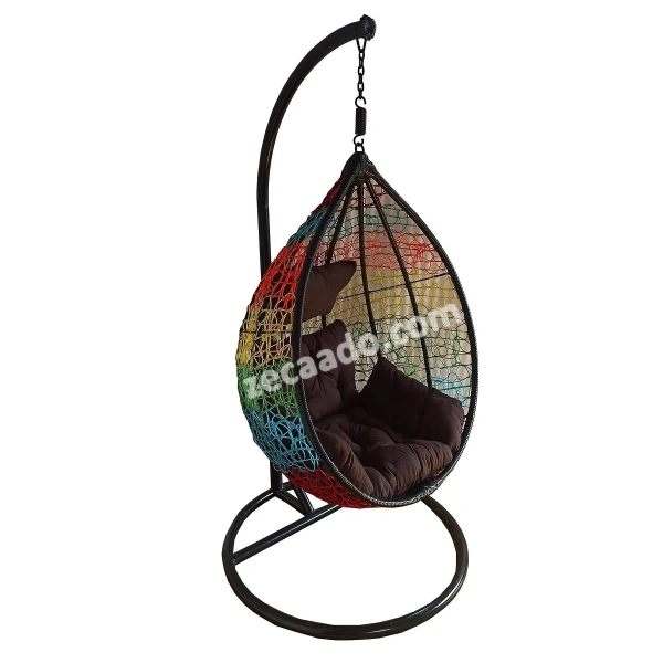 Zecado Spider Swing Chair for Garden & Outdoor in Mix Colors with Brown Sofa Cushion - Multi Color