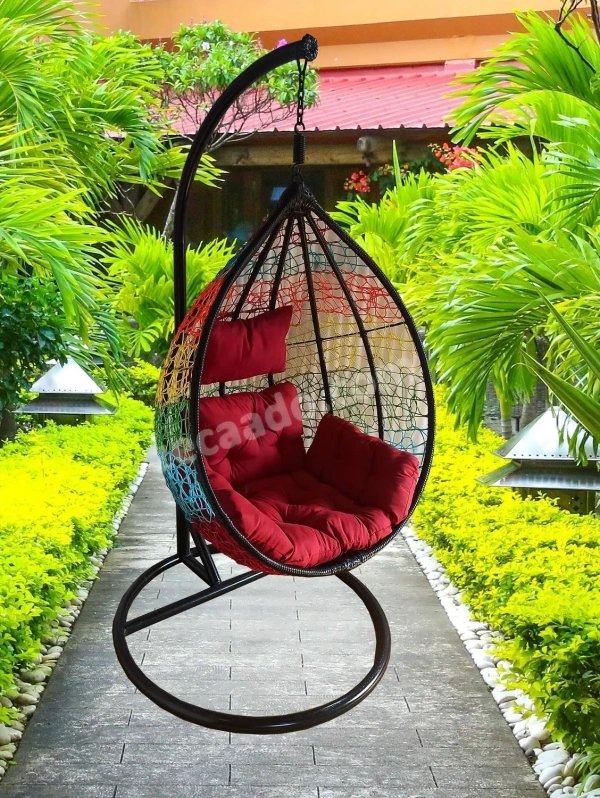 Zecado Spider swing chair for Garden & Outdoor in Mix Colors with Red Sofa Cushion - Multi Color