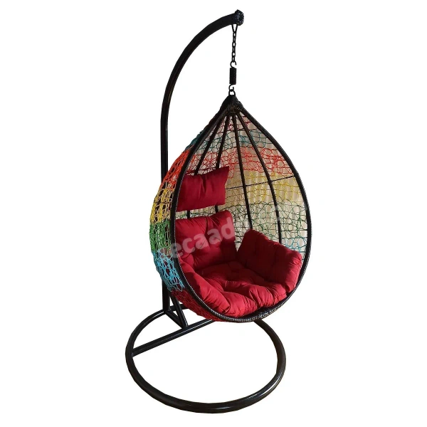 Zecado Spider swing chair for Garden & Outdoor in Mix Colors with Red Sofa Cushion - Multi Color