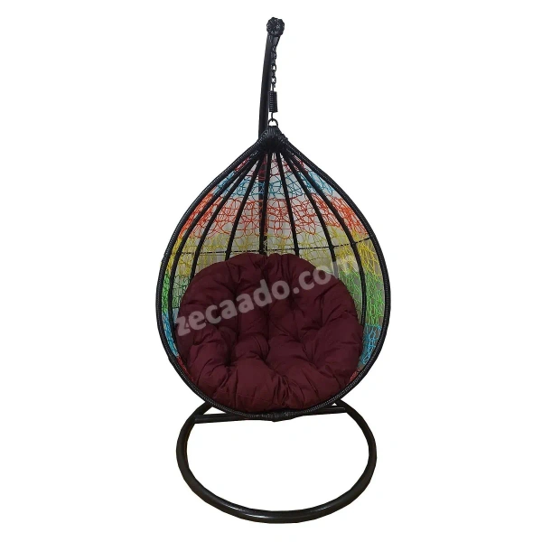 Zecado Spider Swing Chair for Garden & Outdoor in Mix Colors with Maroon Cushion - Multi Color