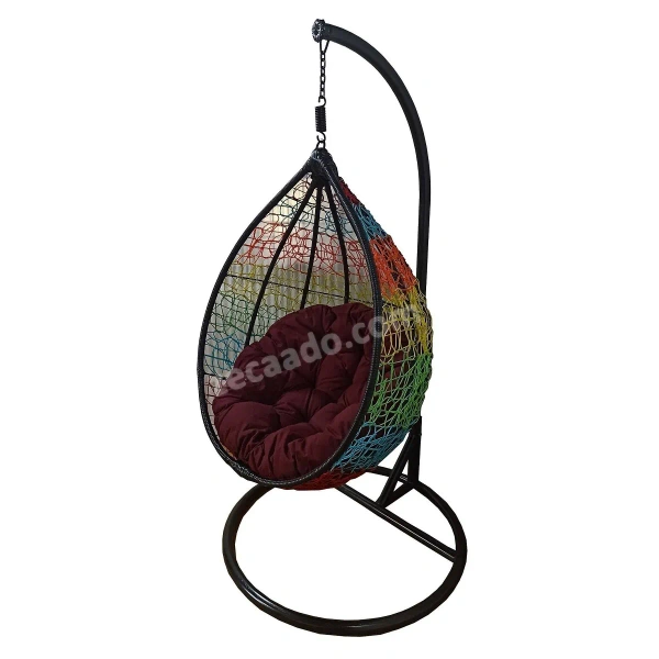 Zecado Spider Swing Chair for Garden & Outdoor in Mix Colors with Maroon Cushion - Multi Color