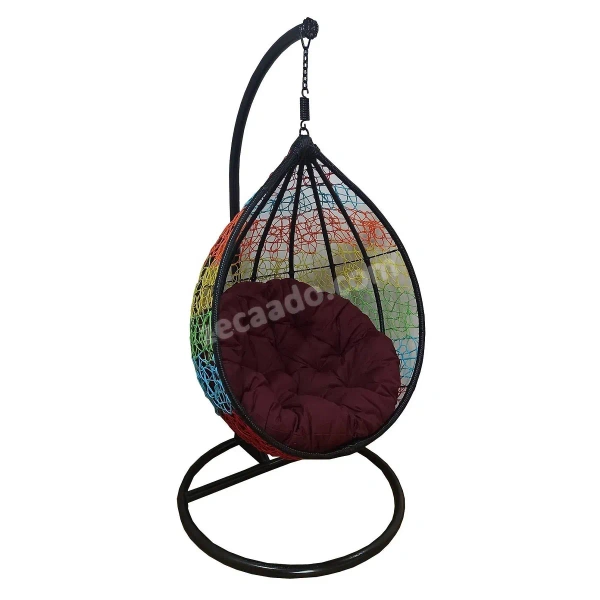 Zecado Spider Swing Chair for Garden & Outdoor in Mix Colors with Maroon Cushion - Multi Color