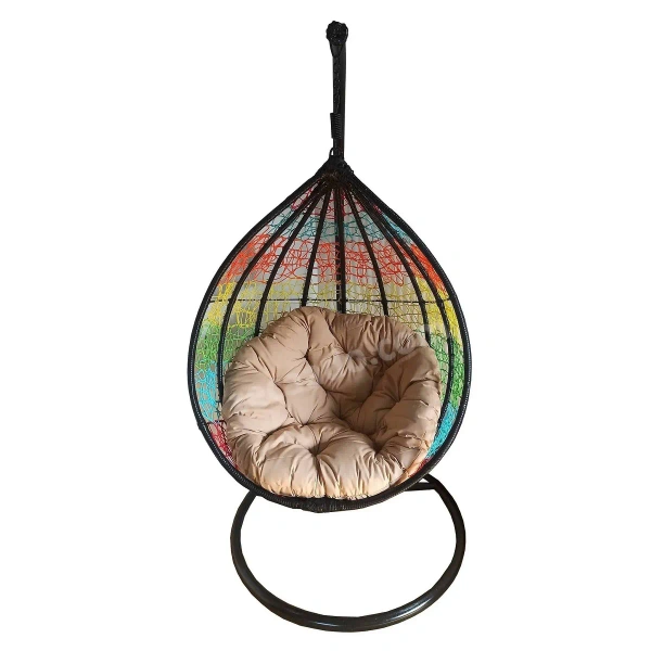 Zecado Spider Swing Chair for Garden & Outdoor in Mix Colors with Fawn Cushion - Multi Color