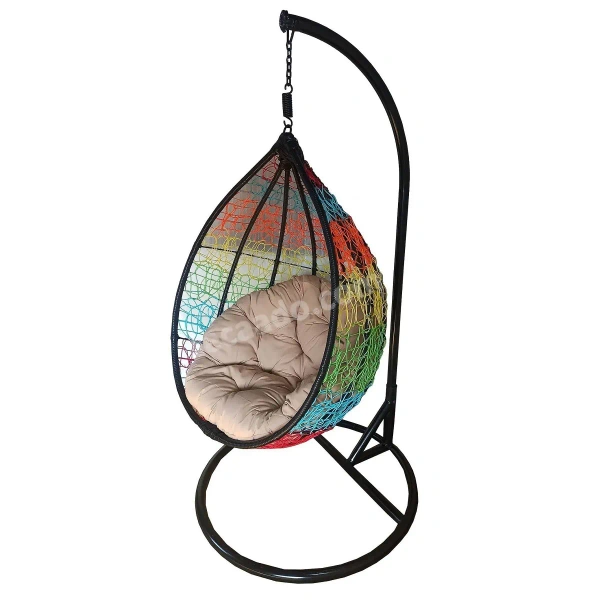 Zecado Spider Swing Chair for Garden & Outdoor in Mix Colors with Fawn Cushion - Multi Color