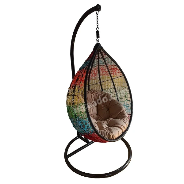 Zecado Spider Swing Chair for Garden & Outdoor in Mix Colors with Fawn Cushion - Multi Color