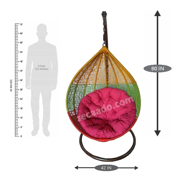 Zecado Spider swing chair for Garden & Outdoor in Mix Colors with Pink Cushion - Multi Color