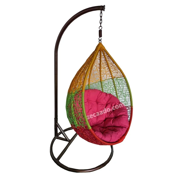 Zecado Spider swing chair for Garden & Outdoor in Mix Colors with Pink Cushion - Multi Color