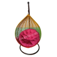 Zecado Spider swing chair for Garden & Outdoor in Mix Colors with Pink Cushion - Multi Color