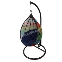 Zecado Spider Swing Chair for Garden & Outdoor in Mix Colors with Blue Cushion - Multi Color
