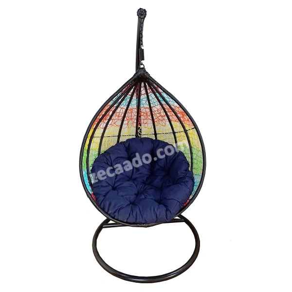 Zecado Spider Swing Chair for Garden & Outdoor in Mix Colors with Blue Cushion - Multi Color