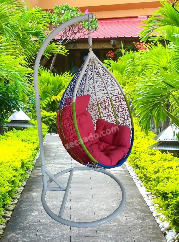 Zecado Spider swing chair for Garden & Outdoor in Mix Colors with Pink Sofa Cushion - Multi Color
