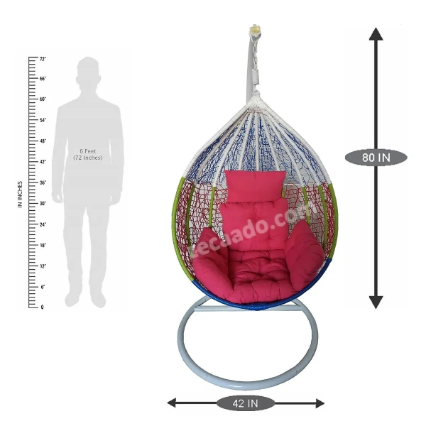 Zecado Spider swing chair for Garden & Outdoor in Mix Colors with Pink Sofa Cushion - Multi Color