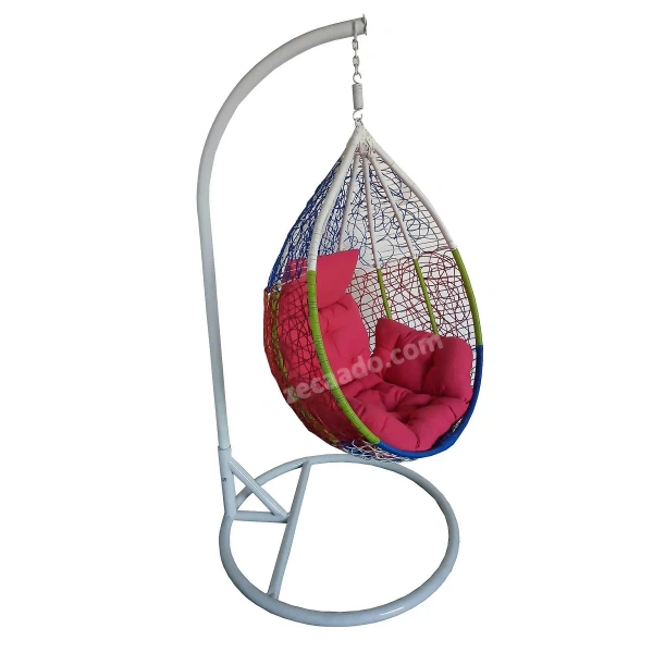 Zecado Spider swing chair for Garden & Outdoor in Mix Colors with Pink Sofa Cushion - Multi Color