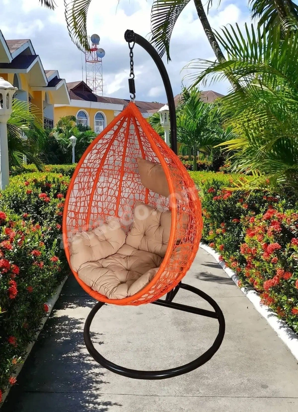 Zecado Spider swing chair for Garden & Outdoor in Orange with Fawn Sofa Cushion - Orange