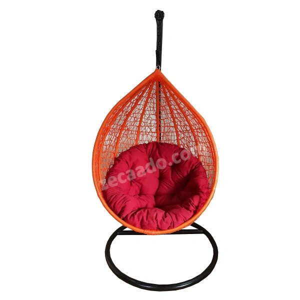 Zecado Spider swing chair for Garden & Outdoor in Orange with Red Cushion - Black