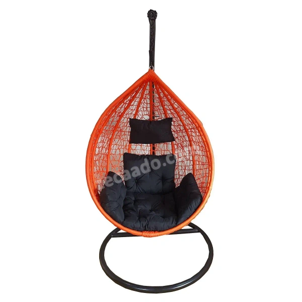 Zecado Spider Swing Chair for Garden & Outdoor in Orange with Black Sofa Cushion - Black